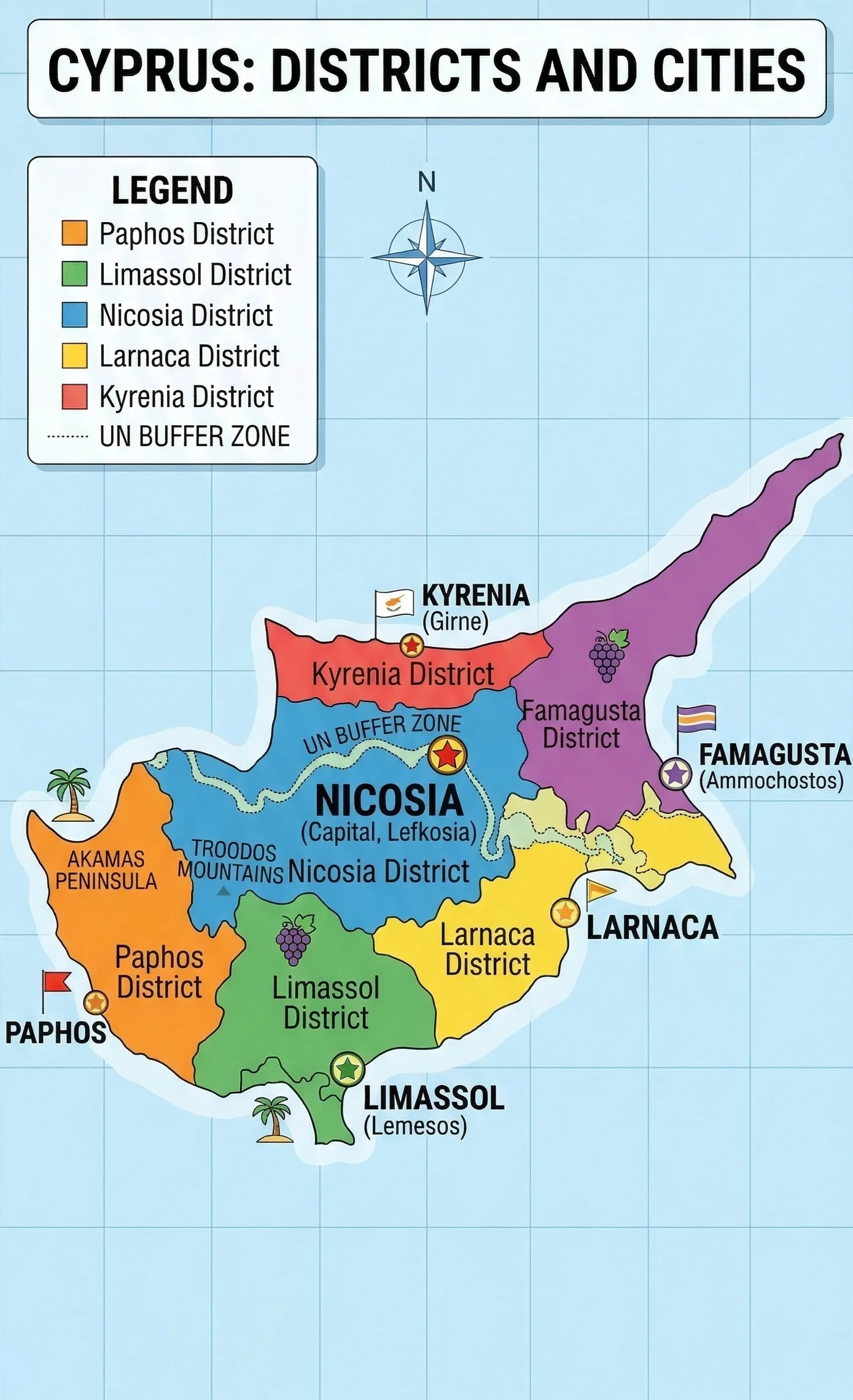 Cyprus Districts Map